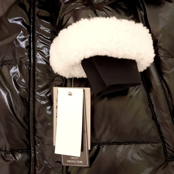 SANCTUARY Down Shearling Puffer High Shine Black Jacket Coat Sherpa Feather M - Picture 5 of 10